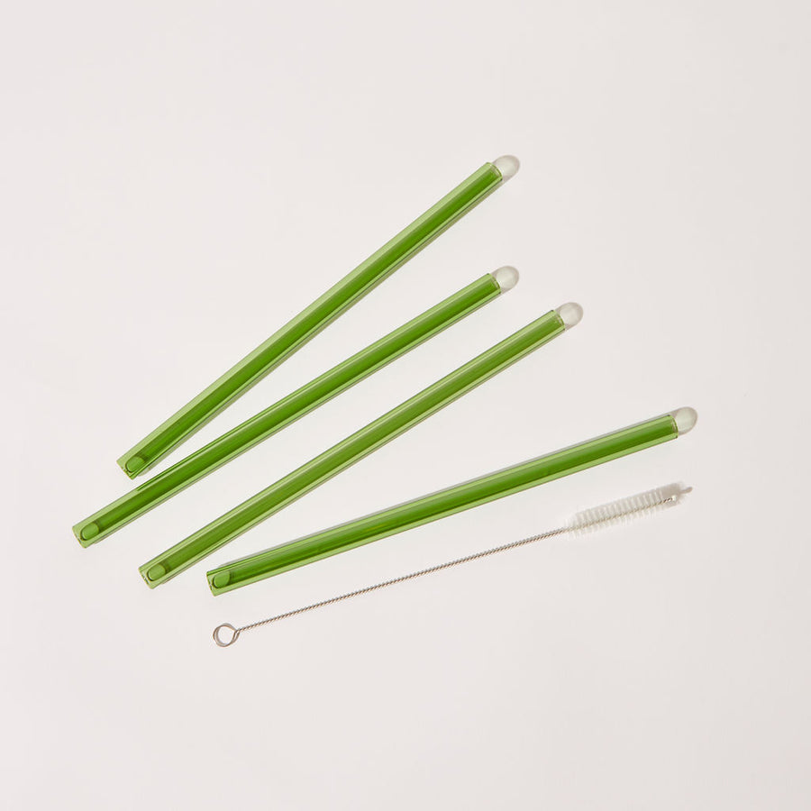 SIPPY SET OF 4 SMOOTHIE STRAWS + BRUSH CLEANER IN GREEN